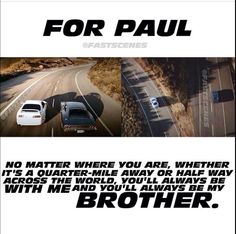 two cars driving down a road with the caption for paul's fast science