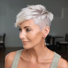 Funky Hair Styles, Shaved Hair Cuts, Short White Hair, Short Shaved Hairstyles, Edgy Pixie, Very Short Haircuts, Cool Short Hairstyles