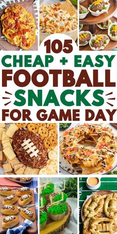 Easy football snacks and game day appetizers that feed a crowd cheap, including tailgate finger foods and crockpot dips for simple football game food ideas and superbowl snacks. Football Party Menu Ideas, Football Themed Appetizers, Feed A Crowd Cheap, Easy Football Party Food, Easy Football Snacks, Football Party Food Ideas, Quick Party Food, Football Party Snacks, Super Bowl Party Snacks