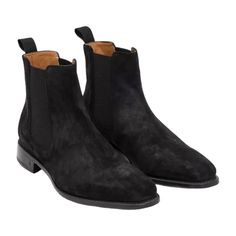 John Varvatos Amsterdam Men's Shoes Black Suede Leather Chelsea Boots (JV1002)-AmbrogioShoes Business Leather Chelsea Boots With Vibram Sole, Business Chelsea Boots With Suede Lining In Calf Leather, Formal Chelsea Boots With Vibram Sole And Round Toe, Classic Black Chelsea Boots With Suede Lining, Classic Chelsea Boots With Vibram Sole And Moc Toe, Classic Chelsea Boots With Vibram Sole, Business Chelsea Ankle Boots With Suede Lining, Suede Chelsea Boots With Leather Sole For Business, Formal Chelsea Boots With Suede Lining