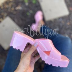 This List Is For Light Pink Color Jellie Sandals. True To Size These Sandals Are Not Available In 1/2 Sizes, I Might Suggest Going 1/2 Sizes Up. Heel 2.25” Platform 1” Create Your Favorite Look With These Versatile, Nice And Comfortable Jellie Sandals -Pair Them With Skinny Jeans, Bootcut Jeans, Skirts, Shorts And Be Ready To Go Out! All Color Available. Offers Welcome Trendy Closed Toe Platform Jelly Sandals, Pink High Heel Jelly Sandals For Party, Trendy Closed Toe Jelly Sandals For Spring, Trendy Spring Jelly Sandals With Round Toe, Trendy Round Toe Jelly Sandals For Spring, Pink Stacked Heel Summer Heels, Trendy Pink Block Heel Sandals, Pink Summer Heels With Stacked Heel, Pink Platform Jelly Sandals With Open Toe