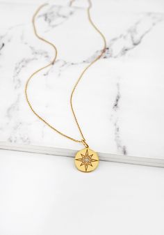 14K Diamond Solitaire Starburst Necklace, Star Disc Necklace, Polaris Diamond Necklace, Polaris Disc Pendant, Dainty Diamond Star Necklace, 14K 9K solid gold necklace, Minimalist neckace, Layering necklace, Gift for mom, Gift for her, Graduation Gift, FREE EXPRESS SHIPPING Dainty, minimalist solitaire diamond starburst charm necklace made in 18K, 14K or 9K gold. An absolute staple! Whisper...Shine Bright! ------------------------------------------------- D E T A I L S 18K, 14K or 9K Solid Gold D Luxury Gold Star Necklace, Star-shaped Gold Diamond Jewelry, Engraved Star-shaped Yellow Gold Necklace, Gold Starburst Necklace With Star Charm, Celestial Star-shaped Yellow Gold Necklace, Celestial Yellow Gold Star Necklace, Celestial Star Yellow Gold Necklace, Yellow Gold Starburst Necklace As Gift, Yellow Gold Starburst Necklace For Gift