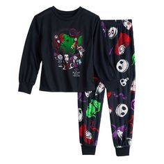 Your spooky Christmas crew will be excited to fetch their new favorite matching pajamas with these Disney's The Nightmare Before Christmas pajamas by Jammies For Your Families. Your spooky Christmas crew will be excited to fetch their new favorite matching pajamas with these Disney's The Nightmare Before Christmas pajamas by Jammies For Your Families. FEATURES Top: crewneck, long sleeves, jersey construction Bottoms: elastic waistband, velour construction 2-piece set includes: top & bottomsFABRI Black Cartoon Print Sleepwear For Pajama Party, Black Cartoon Print Sleepwear, Black Cartoon Print Sleepwear For Sleepover, Nightmare Before Christmas Pajamas, Nightmare Before Christmas Kids, Spooky Christmas, Christmas Kids, The Nightmare Before Christmas, Matching Pajamas