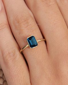 Emerald Cut London Blue Topaz Engagement Ring, 14k Solid Gold Ring, Bezel Emerald London Blue Topaz Ring, Topaz Solitaire Ring, Promise Ring - Etsy London Blue Topaz Jewelry, London Blue Topaz Engagement Ring, London Blue Topaz Engagement Rings, Wedding Rings Emerald Cut, Topaz Wedding Ring, Blue Aquamarine Ring, Ring Inspo, Blue Engagement Ring, Blue Topaz Engagement Ring