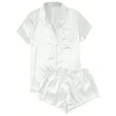 BLVB Womens Satin Pajamas Sets Short Sleeve Button Down Pjs Set Sleepwear 2 Piece Pjs Shorts Set Loungewear with Pocket Welcome to BLVB store, I wish you a happy shopping Our products are produced in our own factory with various styles We offer various discounts, and we offer a 30-day quality guarantee please rest assured to place an order If you have any questions, please feel free to contact me, it is our honor to serve you SOMEONE ASKED Q: Is the quality of the clothes as described? A: Yes, i White Silk Pjs Aesthetic, White Pjs, Pjs Shorts, Bride Robes, Satin Short Sleeve, Silk Pjs, Pjs Set, Shorts Pajama Set, Silk Sleepwear