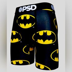 Brand New Black Cotton Boxer Briefs With Graphic Print, Fitted Black Boxer Briefs With Graphic Print, Casual Sports Boxer Briefs With Graphic Print, Yellow Fitted Boxer Briefs For Sports, Yellow Casual Boxer Briefs For Sports, Casual Yellow Boxer Briefs For Sports, Bat Man, Boxers Briefs, Batman Logo