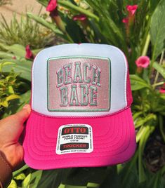 ✨ Beach Babe Trucker Hat ✨ Calling all my beach lovin' girlies!  This is the perfect hat for a beach day!  Hot Pink and White Otto trucker hat with a mesh back and an adjustable strap!  OSFM No returns or exchanges please.  Made in Atlanta, GA Please feel free to reach out with any questions!  Stay groovy 🪩 Cheap Brimmed Trucker Hat For Summer, Affordable White Trucker Hat For Vacation, Cheap Adjustable Trucker Hat For Beach Season, Trucker Hats For Women, Hats Cute, Hats Beach, Stay Groovy, Beach Hats, Beach Hat