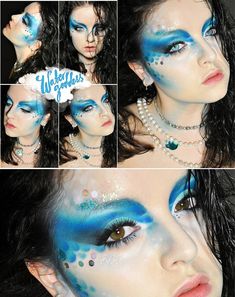 Eyelash Makeup Look, Wind Makeup, Mermaid Face Paint, Dragon Makeup, Eyelash Makeup, Lash Kit, Water Fairy, Blue Eyeliner