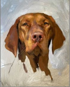 an oil painting of a brown dog's face