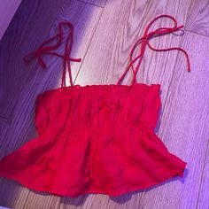 Textured Red Crop Top Never Worn Red Summer Top For Day Out, Red Tops For Summer Day Out, Red Spring Vacation Tops, Red Spring Vacation Top, Trendy Red Tops For Beach, Chic Red Top For Beach, Denim Halter Top, Red Tube Top, Plus Size Crop Tops