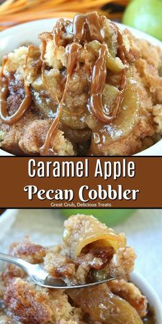 caramel apple pecan cobbler is an easy dessert recipe