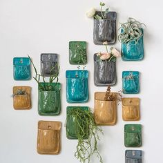 Terracotta Wall Pocket Planters | Antique Farmhouse Wall Accents Decor, Herb Garden In Kitchen, Glazed Walls, Terracotta Wall, Wall Planters, Pottery Handbuilding, Pottery Inspo, Hand Building, Clay Wall