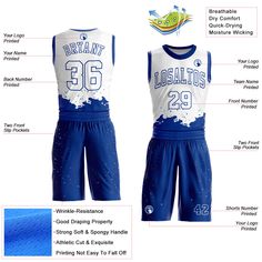 Represent your distinct look with this custom basketball jersey from our web. It boasts environmentally friendly sublimation digital printing technology and classic trims along with moisture-wicking technology for added comfort. Features: 1. Material: 100% Recycled Polyester 2. Jersey with sublimation printed name and numbers 3. Fit: Jerseys have an athletic cut. For a looser fit, we recommend ordering one size larger than you normally wear 4. Moisture-wicking fabric has spongy handle, good drap Royal Colors, Custom Basketball, Blue Football, Blue Camo, White Jersey, Basketball Jersey, Jersey Design, Baseball Shirts, Sporty Look