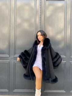 #ad Luxury Wool Coat For Winter Evenings, Luxury Wool Coat For Evening In Winter, Elegant Fur Cape Coat For Fall, Luxury Evening Wool Coat For Winter, Elegant Fall Cape For Cold Weather, Fitted Long Sleeve Cape For Winter, Fitted Long Sleeve Winter Cape, Luxury Cape With Faux Fur Trim, Luxury Cape For Fall