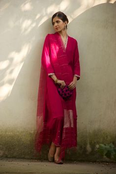 Festive Apparel Pink Salwar Suit, Pink Salwar Kameez, Salwar Designs, Good Earth, Indian Look, Salwar Kamiz, Kurta Designs Women