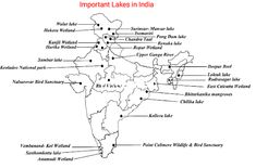 india map showing important lakes in the country