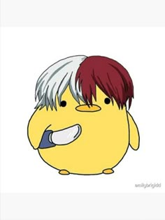 an image of a cartoon character with red hair and white hair on it's face