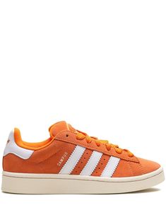 orange suede logo print to the side signature 3-Stripes logo contrasting heel counter round toe front lace-up fastening logo-debossed tongue branded insole rubber sole These styles are supplied by a premium and authenticated sneaker marketplace. Stocking only the most sought-after footwear, they source and curate some of the most hard to find sneakers from around the world. Adidas Campus 00s, Orange Sneakers, Orange Shoes, Adidas Campus, City Dress, Gameday Outfit, Ballet Pumps, Boot Pumps, Suede Fabric