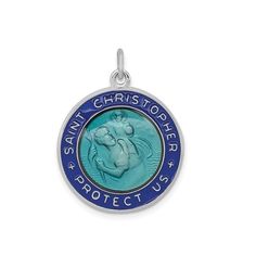 Personalize this beautiful, high quality .925 sterling silver St Christopher Pendant with your special message on the back! Beautiful blue enamel with epoxy resin. Optional 18 inch chain. Weighs 4.44 grams. Blue Medallion Jewelry With Polished Finish, Blue Enamel Necklace With Polished Finish, Blue Hallmarked Medallion Jewelry, Blue Medallion Jewelry For Anniversary, Blue Enamel Jewelry With Polished Finish, Personalized Blue Sterling Silver Necklace, Personalized Blue Sterling Silver Jewelry, Blue Engraved Sterling Silver Jewelry, Blue Sterling Silver Jewelry With Engraved Details