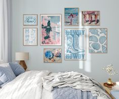 Coastal Cowgirl Blue Wall Art | Coastal Cowgirl Print Set Of 9 | Trendy Dorm Decor | Cowgirl Blue Prints Set Of 9 Digital Instant Download by TheArtzHome on Etsy Costal Room Inspiration, Blue Cowgirl Aesthetic, Coastal Cowgirl Apartment, Coastal Cowgirl Room Aesthetic, Coastal Cowgirl Dorm