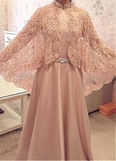 Magbridal Attractive Tulle Illusion High Neckline Women's Jacket With Beaded Lace Appliques Baju Kahwin, Hijab Dress Party, Kebaya Dress, Muslimah Dress, Salwar Kamiz, Muslim Dress, فستان سهرة, Cape Dress, Designer Dresses Indian