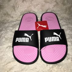 Puma Cool Cat Slides Sandals Black Pink & White Women’s Size 6, 7, 8, 9 Nwt! Ships Following Day. Pink Casual Slide Sport Sandals, Pink Casual Sport Slide Sandals, Casual Pink Slide Sport Sandals, Pink Sporty Sandals For The Beach, Casual Pink Sport Sandals With Cushioned Footbed, Pink Open Toe Slides For Sports, Pink Non-slip Casual Sport Sandals, Pink Sporty Slip-on Sport Sandals, Casual Pink Non-slip Sport Sandals