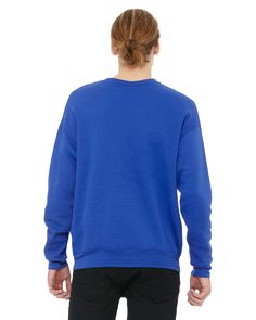 Unisex Drop Shoulder Fleece - TRUE ROYAL - L | Bella + Canvas Drop Shoulder Fleece T-Shirt in True Royal Blue Size Large | Cotton/Polyester Blend B, BC Blue Fleece Crew Neck Sweatshirt, Blue Relaxed Fit Fleece Tops, Blue Fleece Crew Neck Sweats, Basic Blue Fleece Sweatshirt, Blue Relaxed Fit T-shirt With Ribbed Cuffs, Heather Storm, Drop Shoulder Sweatshirt, Popular Colors, Heather White