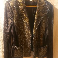 This Item Is My Personal Favorite Jacket. This Jacket Was Designed By Alberto Makali And Is By Far One Of The Most Beautiful Garments That I've Ever Laid Eyes On. It Was Worn On The Red Carpet In 2015 At The Life Ball, Along Side Fergie, Kelly Osborne, Adam Lambert And Dsquared. The Collar Is Completely Streded, Which Adds Lots Of Funk To The Blazer; While The Back And Sleeves Are Made Of Crushed Velvet Stretch Material With A Light Paisley-Type Print Flowing Throughout. This Jacket Can Be Worn Black Tweed, Adam Lambert, Own It, On The Red Carpet, Crushed Velvet, The Red Carpet, Colored Blazer, Metallic Gold, Blazer Suit