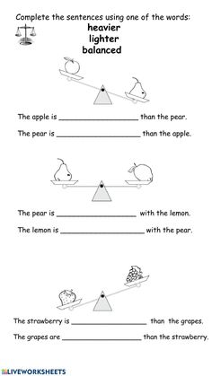 the worksheet for balancing balances with numbers and symbols on it, including an apple