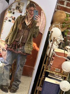 Pottery Class Outfit Aesthetic, Juno Outfit, Morikei Outfits, Whimsy Grunge, Mori Kei, Funky Outfits, Cool Fits, Winter Fits, Swaggy Outfits