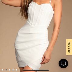 White Lulu’s Bodycon Mini Dress. Brand New With Tags. Perfect For Cocktail/Party, Graduation. White Bodycon Dress With Fitted Bodice For Date Night, White Lined Bodycon Dress For Date Night, White Bodycon Mini Dress, Dresses Lulus, White Bodycon, Lulus Dresses, Lulu Dresses, Bodycon Mini Dress, Cocktail Party