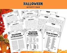 halloween activity pack for kids with pumpkins and jack - o'- lanternes