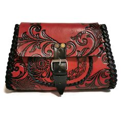 Embossed bag made  to last and impress that will never go out of fashion Handmade with  saddle leather. height: 15cm. 6  inches width : 24 cm.  9.5 inches base:8.5  cm.    3.2  inches adjustable strap:1.40cm  56 inches All our bags are in stock ready to ship! FOR MORE BAGS: https://fyimports.com/shop/27717154/hand-tooled-leather-bags ✈  FREE SHIPPING  No shipping to P.O Boxes  💳 SECURE Payments!! Shipping to remote areas with extra charge Some countryside areas and remote areas come with an ext Vintage Handmade Red Satchel, Vintage Red Handmade Satchel, Handmade Vintage Red Satchel, Traditional Bags With Leather Lining As Gift, Red Bohemian Leather Satchel, Red Leather Bohemian Satchel, Bohemian Red Leather Satchel, Red Bag With Leather Lining As Gift, Traditional Leather Shoulder Bag With Embossed Detail