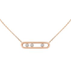 Messika Jewelry - Move 18K Rose Gold Diamond Necklace | Manfredi Jewels Long Diamond Necklace, Pink Gold Necklace, Rose Gold Diamond Necklace, Bold Women, Diamond Jewel, Classic Necklace, Gold Diamond Necklace, Unique Diamonds, Left Behind