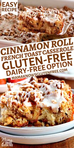 cinnamon roll french toast casserole gluten - free dairy - free option