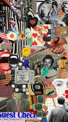 a collage of images with people and things in them, including an image of a man