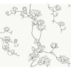 an ink drawing of flowers on a white background