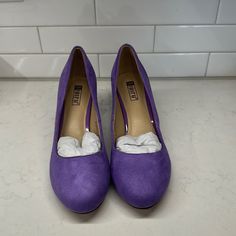 These Shoes Are New And Never Used Size: 7 Beautiful Shoes That Are Comfortable!! Purple Suede High Heel Heels, Purple Suede High Heels, Purple High Heels Medium Width, Purple Suede Heels With Pointed Toe, Purple Heels With Sculpted Heel And Round Toe, Shoes Purple, Purple Heels, Vintage Shoes, Beautiful Shoes