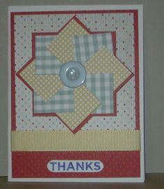 a thank card with a button on it