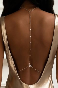 Backless Necklace, Back Neckless, Backless Dress Jewelry, Prom Dress With Pearl Necklace, Back Chain Necklace, Back Jewellery, Bridal Back Jewelry, Prom Jewellery Ideas, Open Back Jewelry