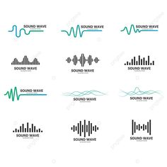 sound wave logo set in flat style