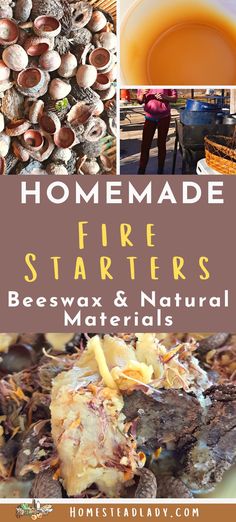 homemade fire starterrs, beeswax and natural materials