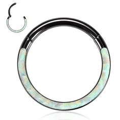 PRICES MAY VARY. 【SIZE&COLOR】 16G(thickness: 1.2mm), inner diameter 8mm. Color: Black with White opal. Please check thickness and inner diameter carefully. Select most suitable size for yourself. Sold individually. 【HIGH-QUALITY MATERIAL】Made of 316L Surgical Steel and Opal, high polished Smooth Surface, Comfortable to Wear. Hypoallergenic and nickel free,suitable for sensitive body. 【EASY TO USE】 Hinge will be very easy to open/close a click closure by hand, Not require a tool. It's still tight Opal Septum Ring, Opal Septum, Nose Ring Hoop, Conch Hoop, Tragus Piercing Jewelry, Helix Earring, Daith Earrings, Conch Earring, Septum Clicker