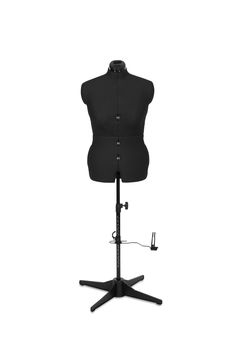 a mannequin on a black stand with an adjustable head and footrests