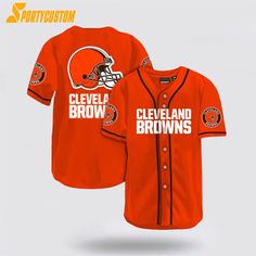 Cleveland Browns Nfl Baseball Jersey For Hot Fans is a unique jersey designed for NFL and baseball fans. It is made of high-quality, breathable, and comfortable material. The design features a stylish collar that exudes a sporty look. The NFL logo and team name add a touch of professionalism. This product is suitable for cheering, [...] Varsity Style Baseball Jersey For Sports Events, Customizable Collegiate Baseball Jersey, Team-colored Baseball Jersey With Team Logo For Sports Season, Sports Season Team-colored Baseball Jersey With Logo, Sports Jersey With Team Name And Baseball Collar, College Sports Fan Baseball Jersey, Baseball Collar Jersey With Team Name For Sports Events, Sports Event Jersey With Team Name And Baseball Collar, Baseball Collar Jersey For Sports Events With Team Name