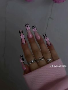 Dark Pink Acrylics, Cute Birthday Nail Ideas, Punk Nails, Cute Acrylic Nail Designs, Long Acrylic Nails Coffin