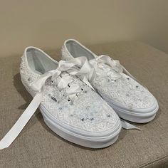 Never Been Worn!!! Brand New Vans - Perfect For Your Wedding! Note The Color Is White, Not Ivory. Elegant White Low-top Wedding Shoes, Wedding Vans, Wedding Note, Vans White, New Vans, Shoes Vans, Women's Vans, Womens Vans, Vans Shoes