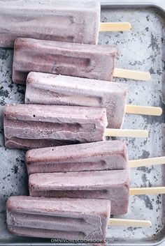 several popsicles sitting on top of a metal tray