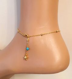 Gorgeous Anklet Gold Anklets With Star Charm For Gift, Gold Anklet With Star Charm As Gift, Star Charm Anklets Suitable As A Gift, Star Charm Anklets As Gift, Star Charm Anklets For Gifts, Foot Bracelet, Jewelry Summer, Tiny Star, Foot Jewelry