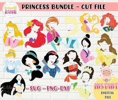 princesses cut files for silhouettes, svg and dxf